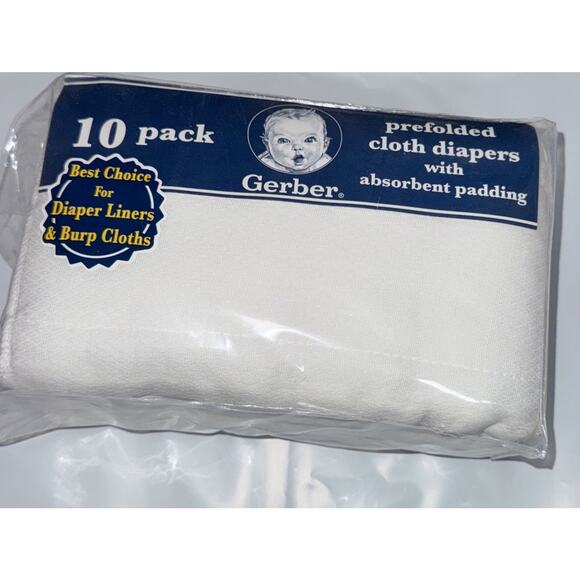 Gerber Unisex Baby Birdseye Prefold Cloth Diapers 3 Ply 10 Pack New In Package - Picture 2 of 6
